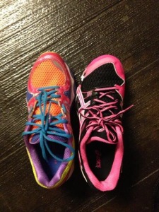 Obligatory Blog Photo The shoe on the left was my FAVORITE shoe of all time.  The one on the right was my then 8 year old's volleyball shoe, which was 1/2 size smaller than mine.